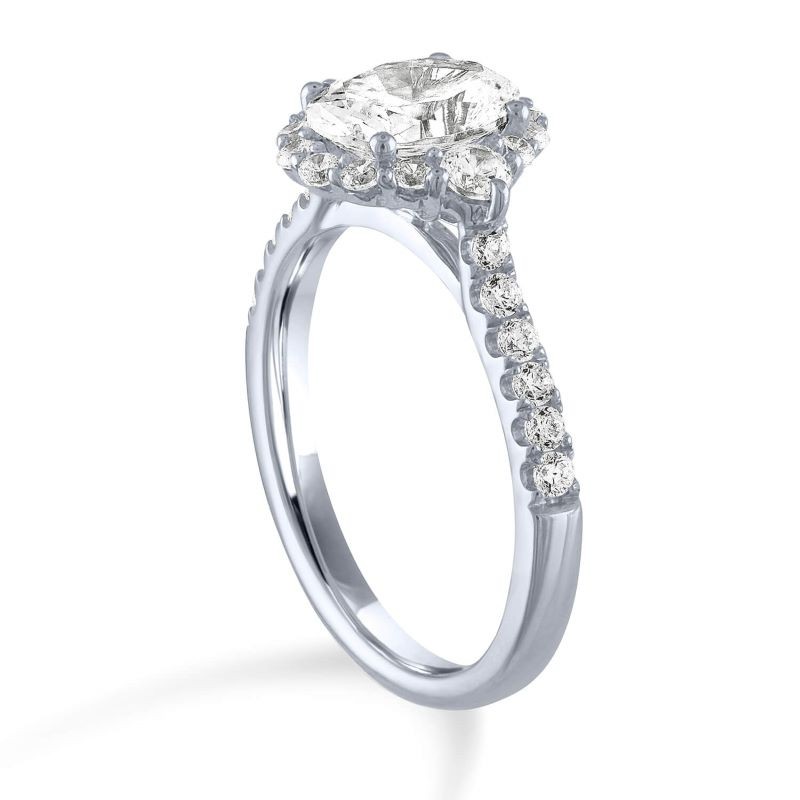 14k White Gold Oval Engagement Ring Mounting