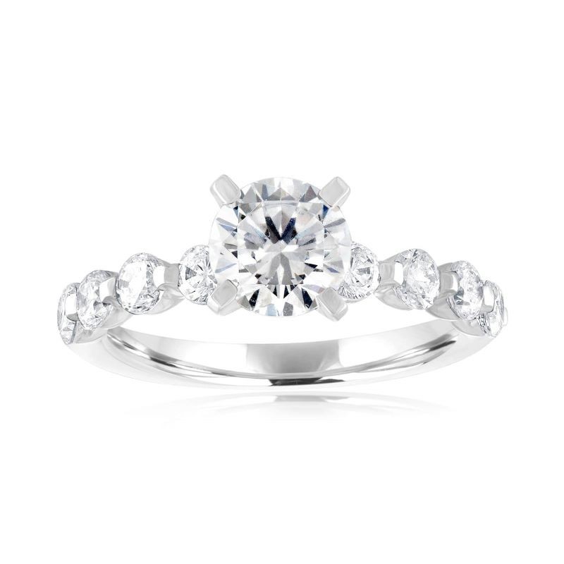 14k White Gold Chevron Engagement Ring Mounting