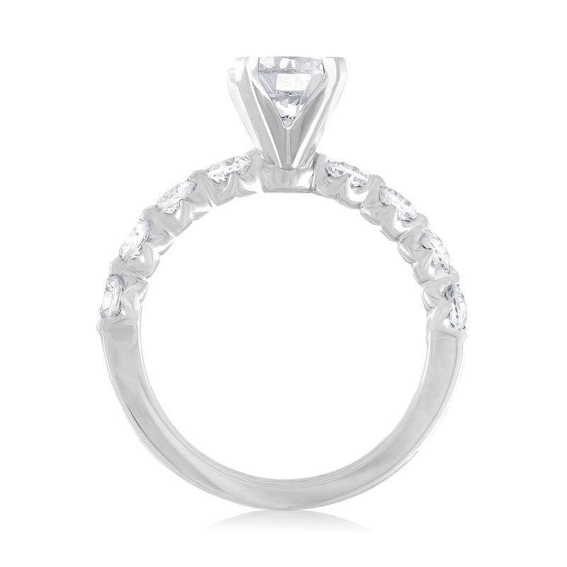 14k White Gold Chevron Engagement Ring Mounting
