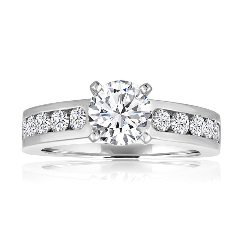 14k White Gold Cathedral Engagement Ring Mounting