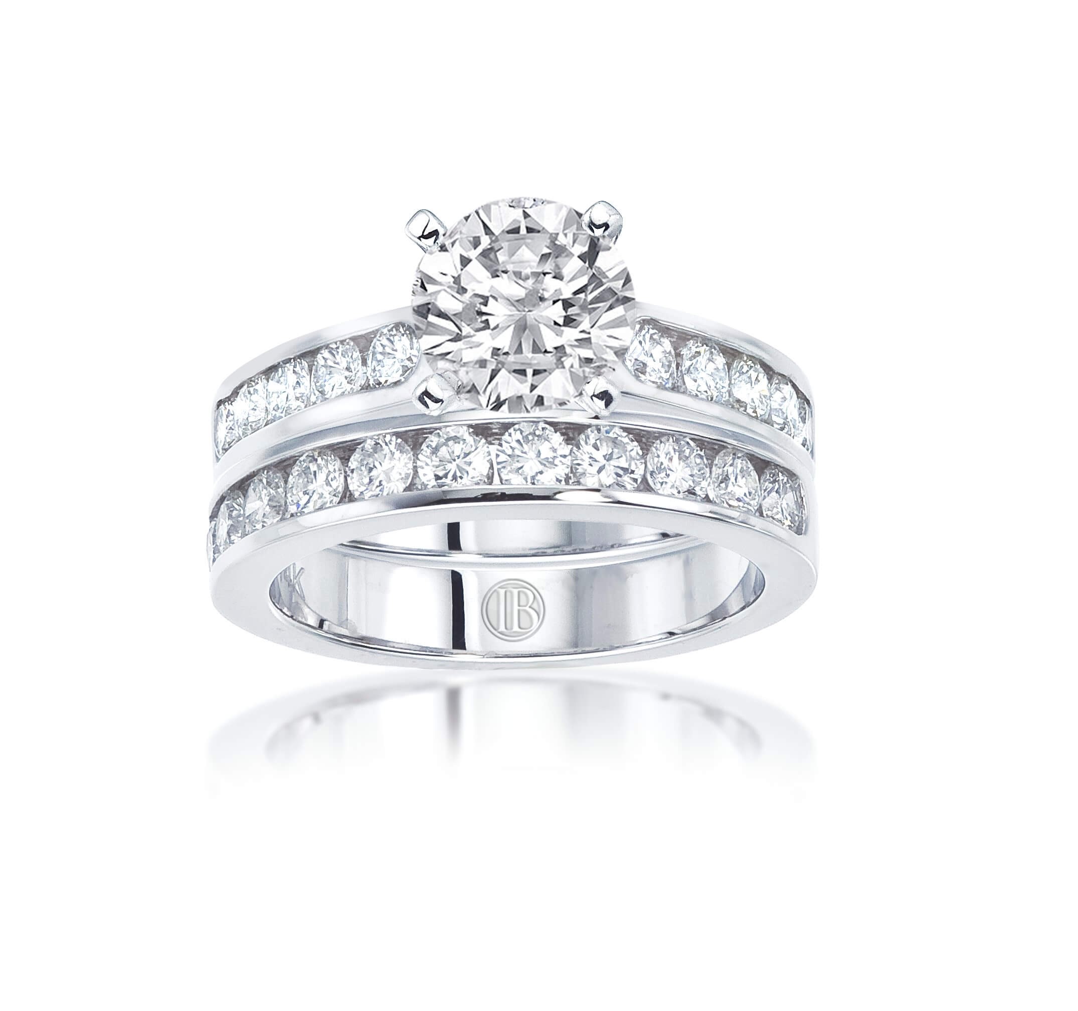 14k White Gold Cathedral Engagement Ring Mounting