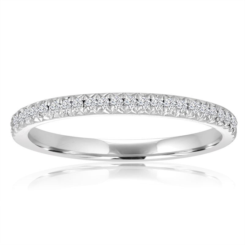 14k White Gold Thin Wedding Band