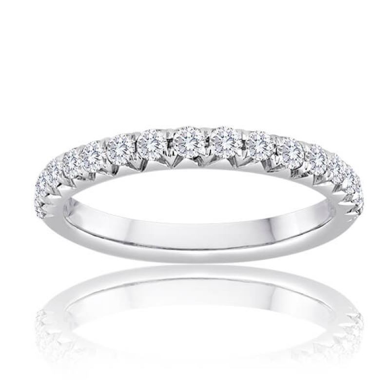 14k White Gold Fishtail Diamond Wedding Band
