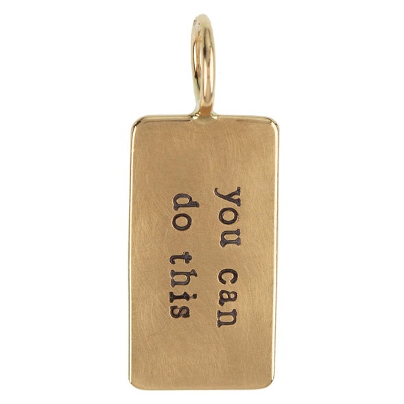 14k Yellow Gold Mini ID Tag Just Breathe Charm