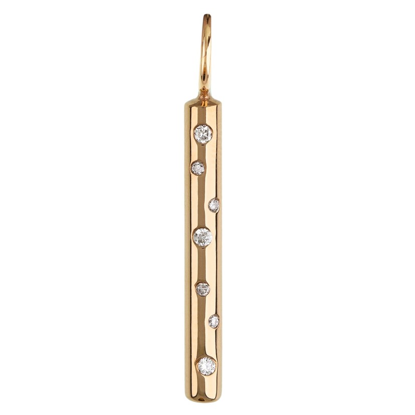 14k Yellow Gold Medium Scattered Diamond Bar Charm