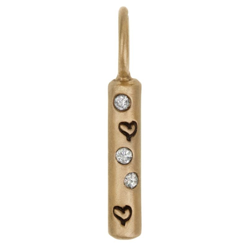 14k Yellow Gold Small Open Heart Diamond Charm