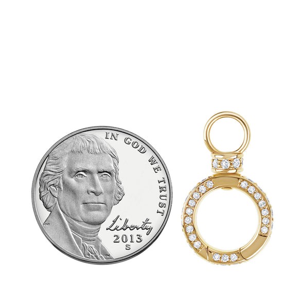 14k Yellow Gold Round Pave Diamond Swivel Hinge Charm