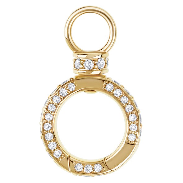 14k Yellow Gold Round Pave Diamond Swivel Hinge Charm