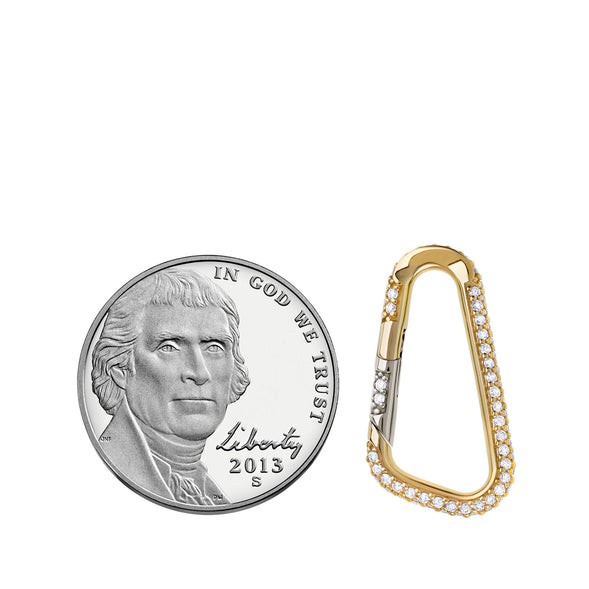 14k Yellow Gold Pave Diamond Carabiner Hinge Charm