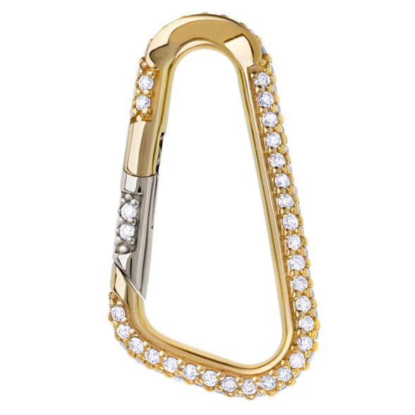 14k Yellow Gold Pave Diamond Carabiner Hinge Charm