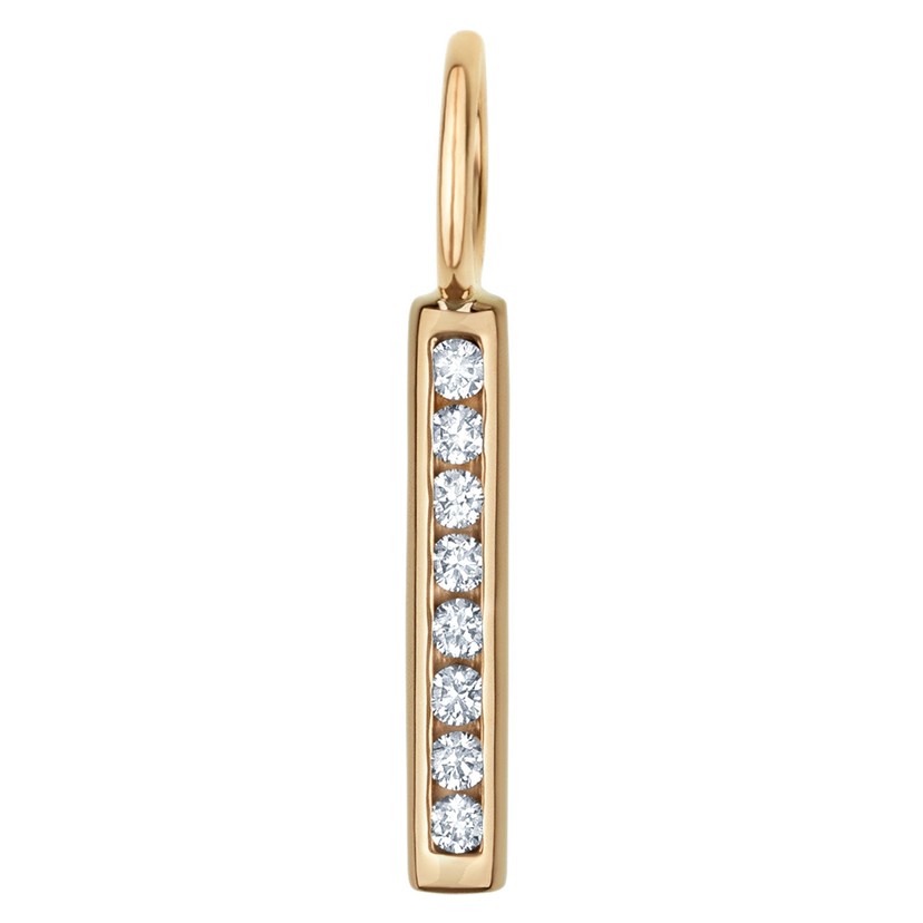 14k Yellow Gold Small Channel Set Diamond Charm