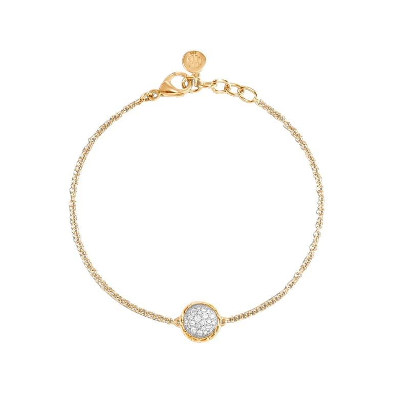 18k Yellow Gold Classic Chain Round Diamond Bracelet