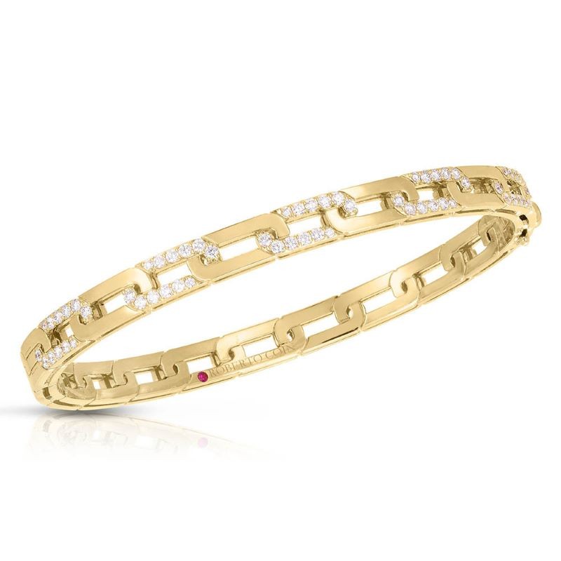 18k Yellow Gold Navarra Diamond Link Bangle