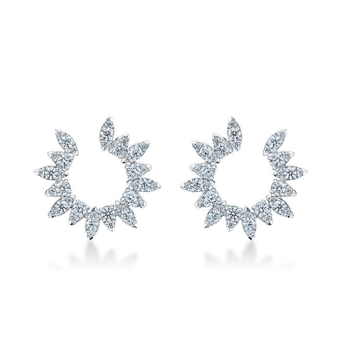 18k White Gold Aerial Sunburst Diamond Earrings