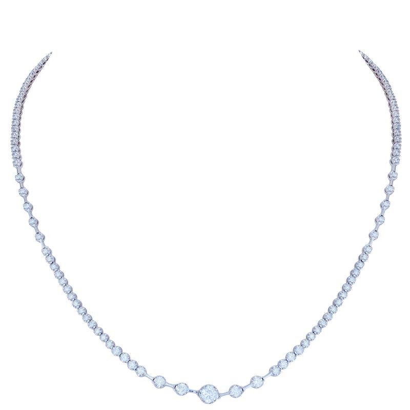 18k White Gold Diamond Tennis Link Necklace