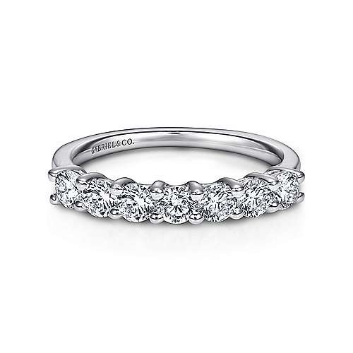 14k White Gold 7 Stone Diamond Wedding Band