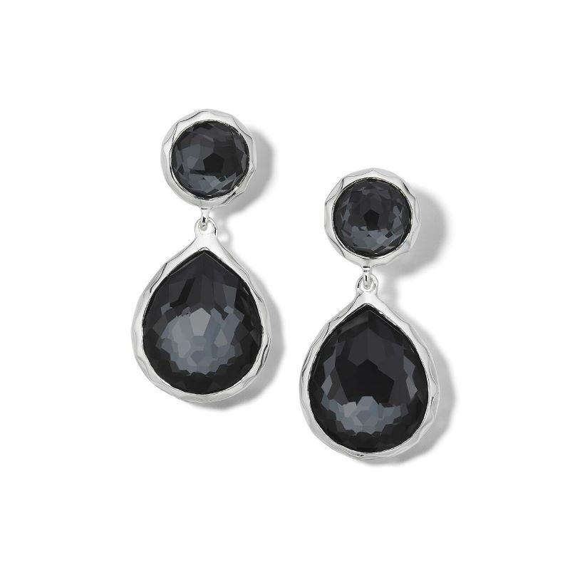 Silver Snowman Hematite Drop Earrings