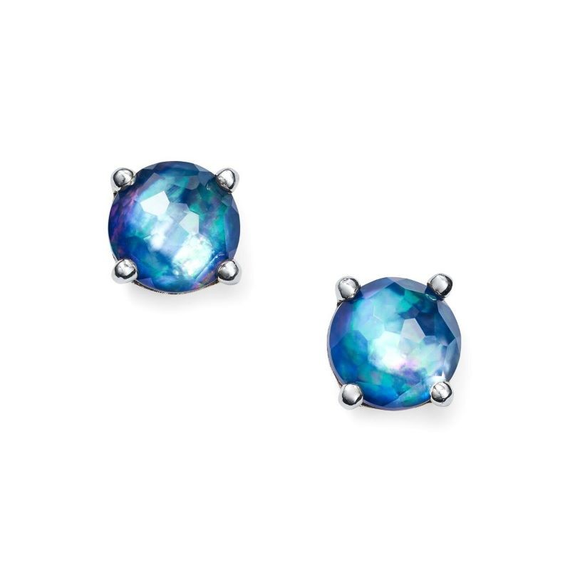 Silver Mini Lapis Mother of Pearl Stud Earrings