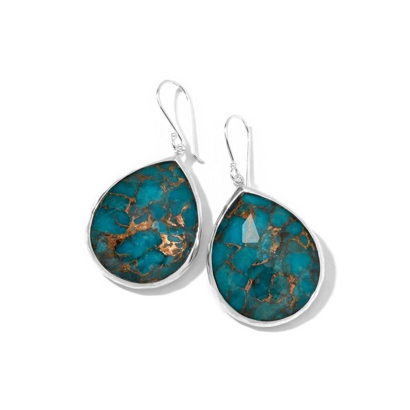 Silver Large Wonderland Teardrop Turquoise Earrings