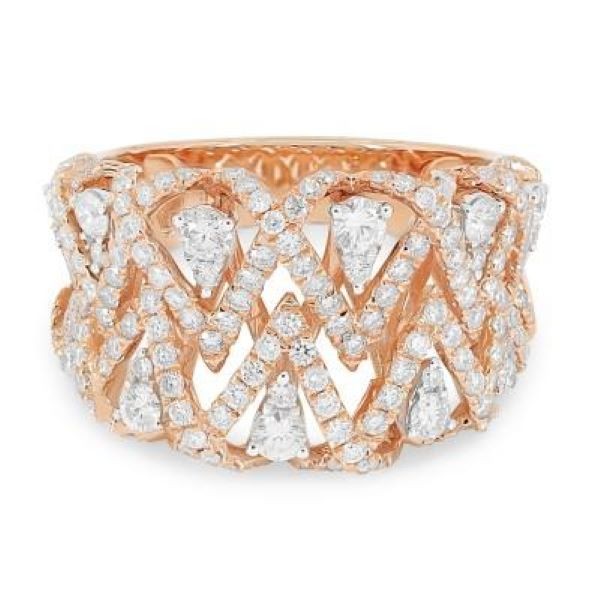 14k Rose Gold Double Diamond Triangle Ring