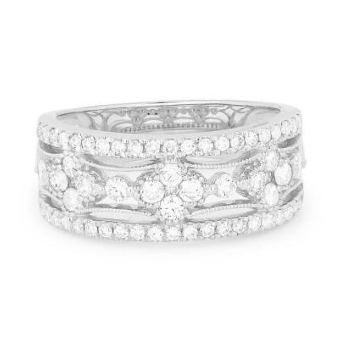 14k White Gold Flower Cluster Diamond Ring