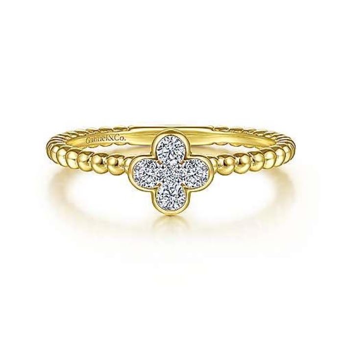 14k Yellow Gold Bujukan Cluster Clover Ring