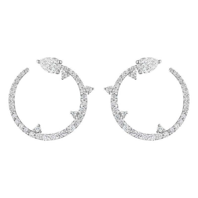 18k White Gold Constellation Hoop Earrings
