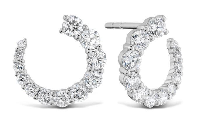18k White Gold Luna Front Facing Hoop Earrings