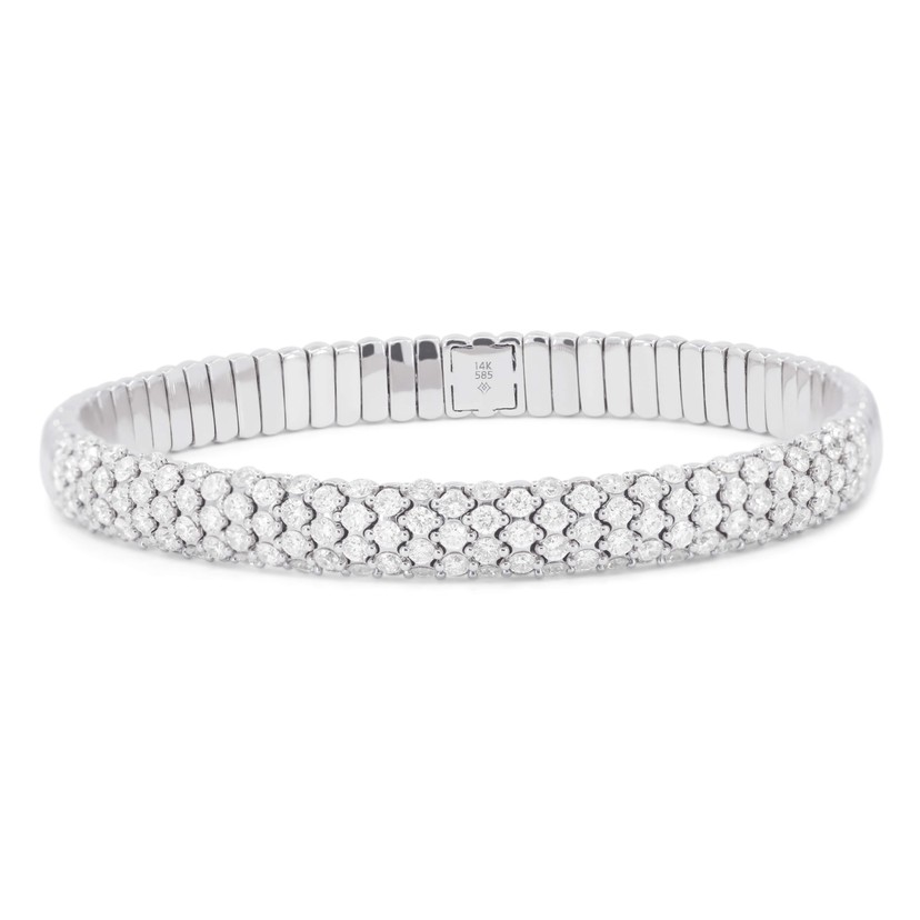14k White Gold Diamond Stretch Bracelet
