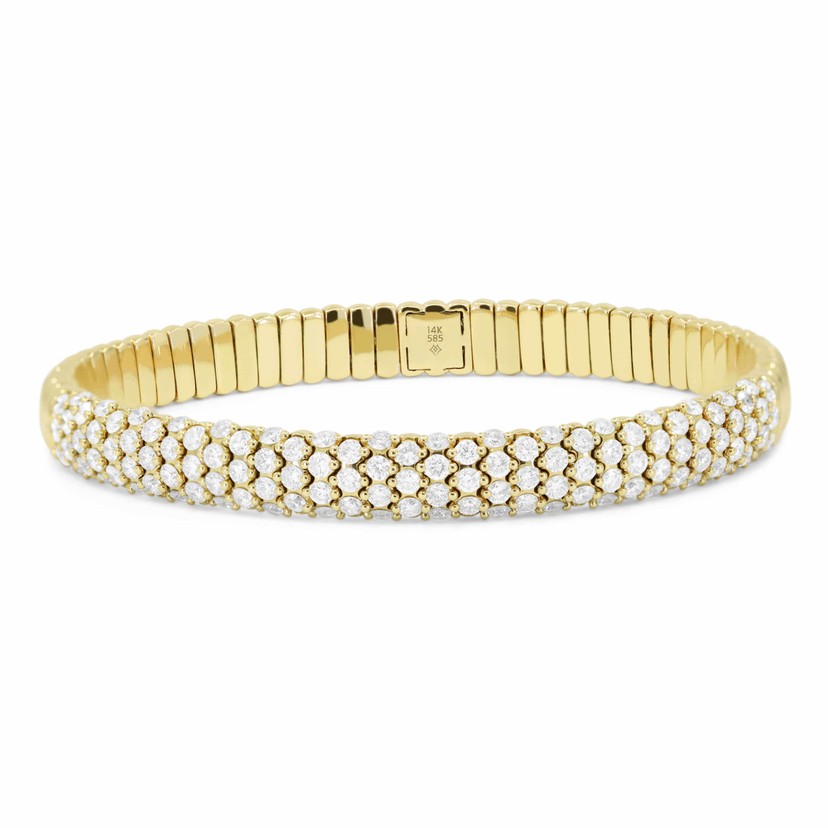 14k Yellow Gold Diamond Stretch Bracelet
