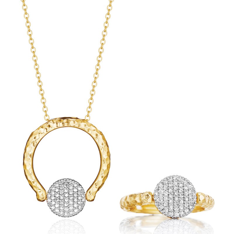14k Yellow Gold Diamond Necklace with Removable Ring