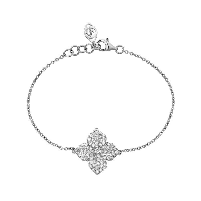 18K White Gold Diamond Fiore Small Flower Bracelet