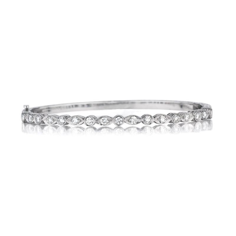 18k White Gold Thin Bangle Bracelet