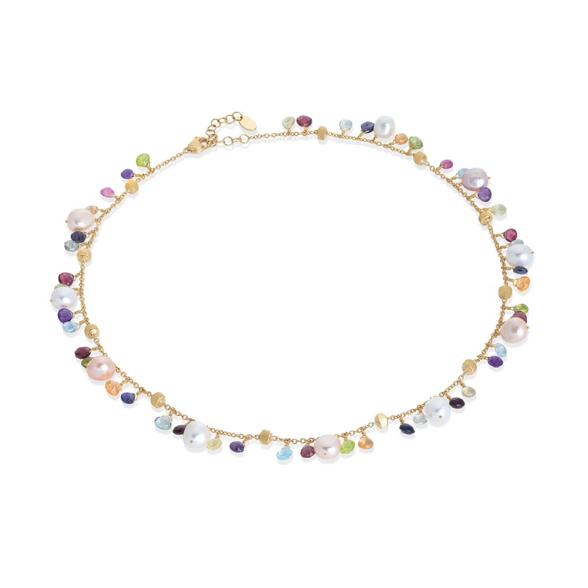 18k Yellow Gold Paradise Pearl Mixed Gemstone Necklace