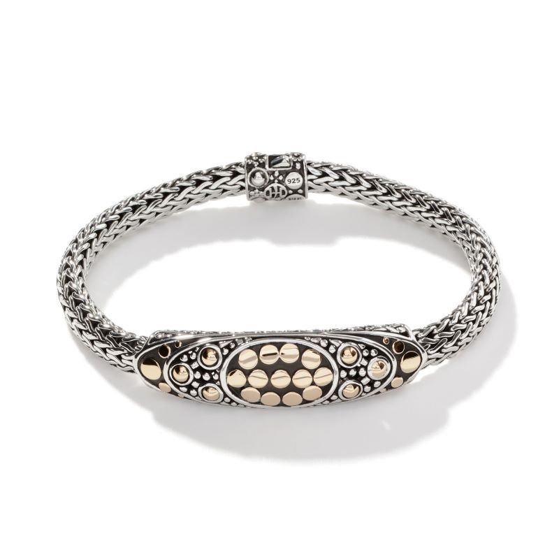 Silver and 18k Yellow Gold Oval Jaisallmer Dot Bracelet