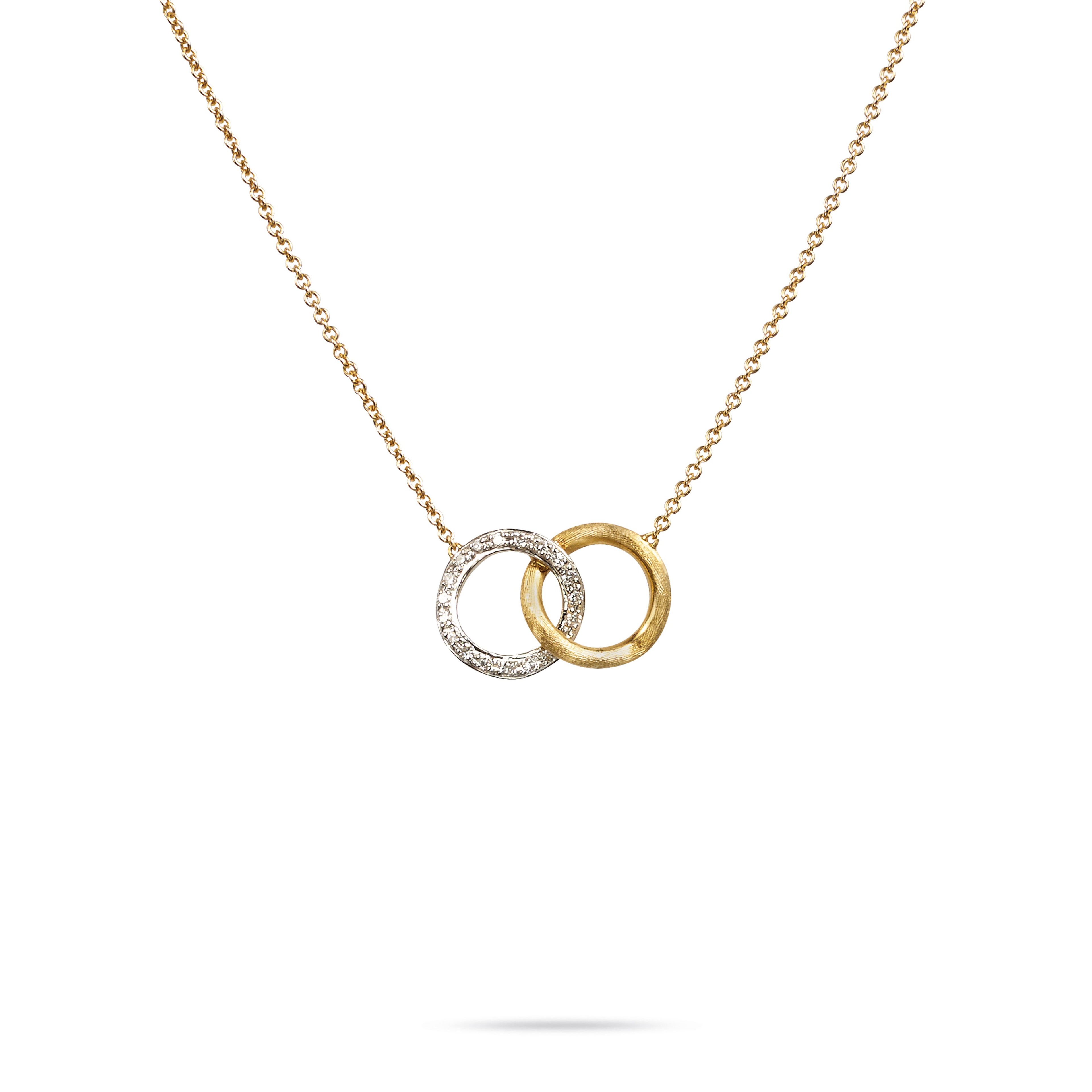 18k Two Tone Delicati Interlocking Circle Necklace