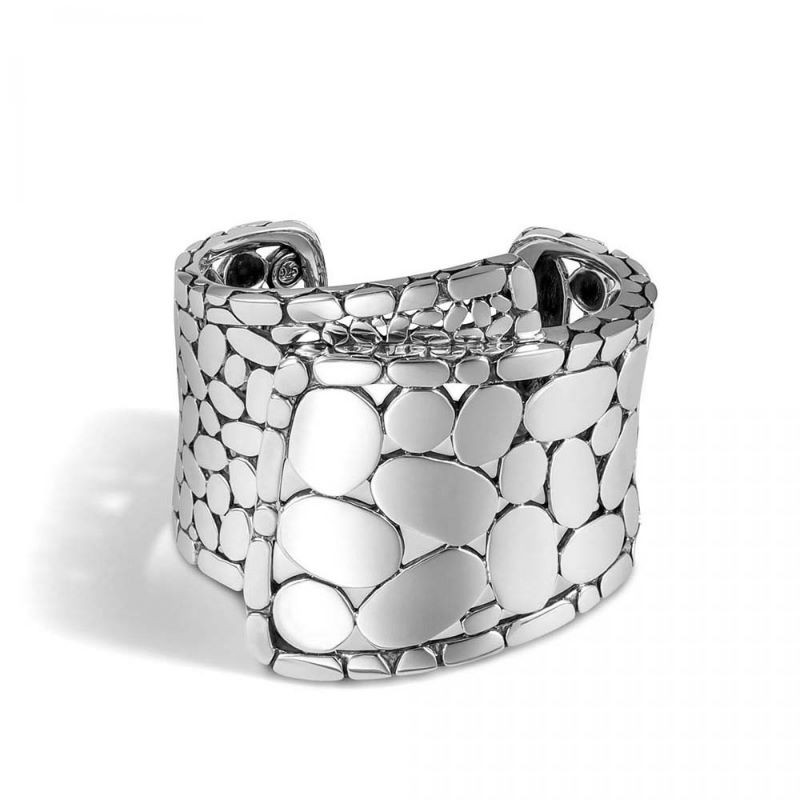Silver Wide Kali Nuansa Overlap Bypass Cuff Bracelet