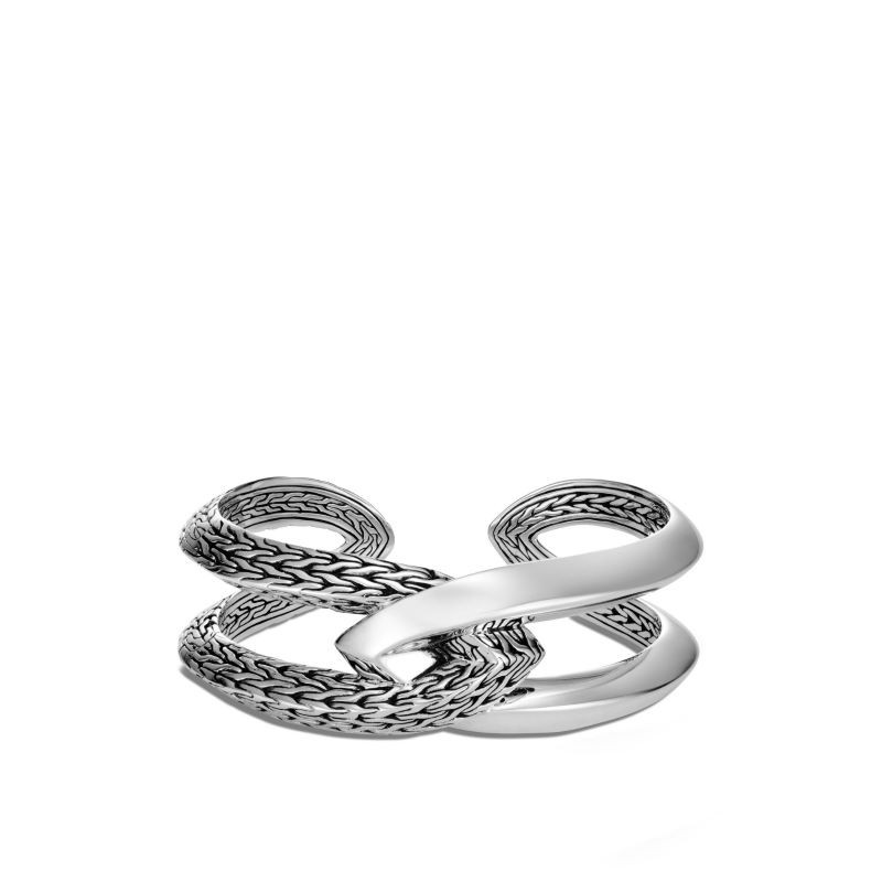 Silver Classic Chain Knife Edge Cuff Bracelet