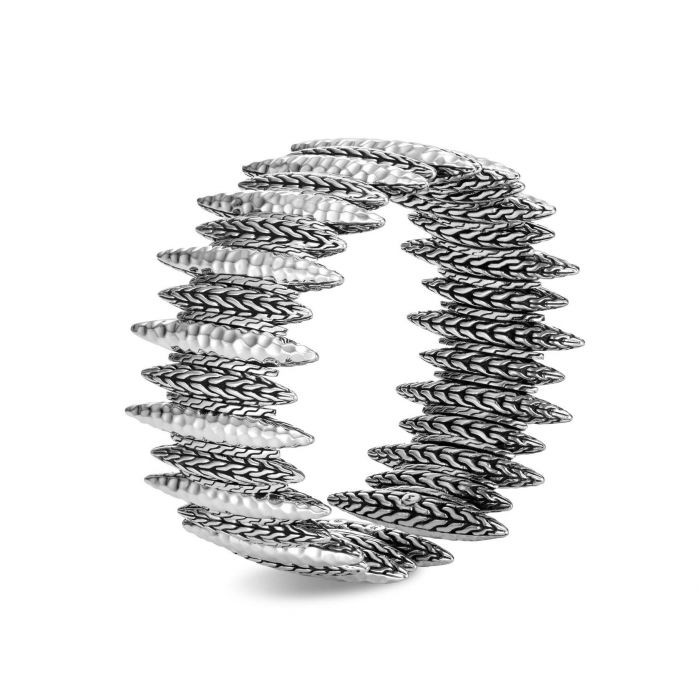 Silver Classic Chain Spear Flex Cuff Bracelet