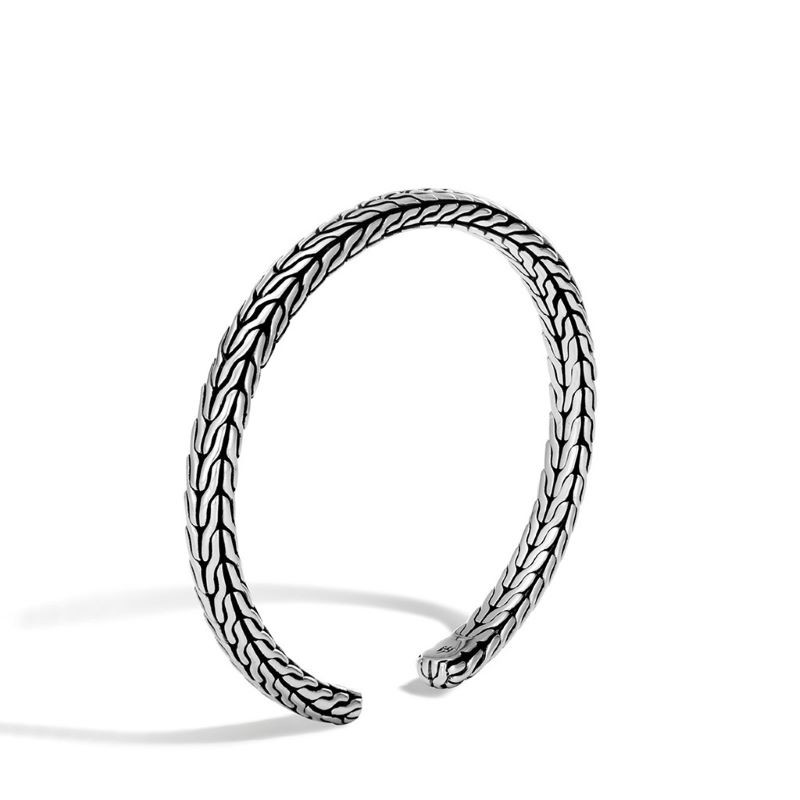 Silver Classic Chain Sapphire ID Flex Cuff Bracelet
