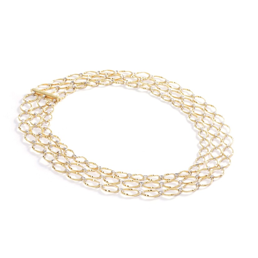18k Two Tone Open Link Diamond Choker Necklace