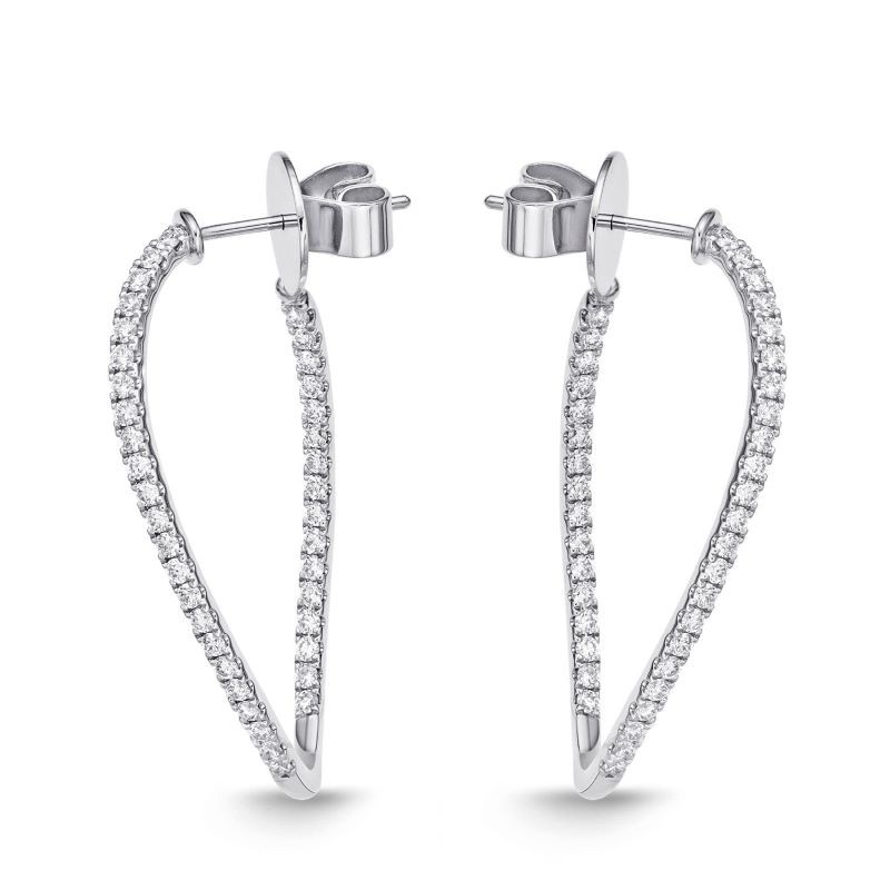 18k White Gold Classic Diamond Twist Hoop Earrings