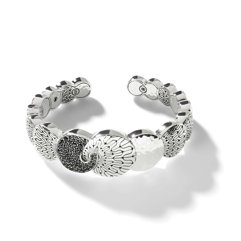 Sterling Silver Hammered Black Sapphire Cuff Bracelet