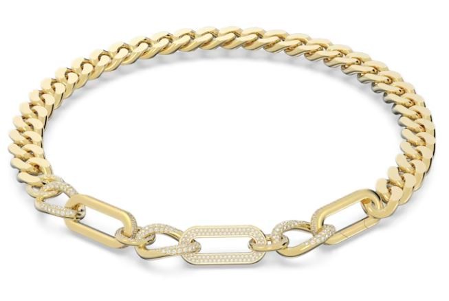 Gold Dextera Crystal Mixed Link Necklace