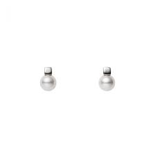 18k White Gold Akoya Pearl Square Stud Earrings