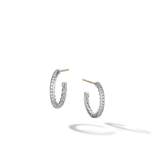 Pavé Hoop Earrings in Sterling Silver with Diamonds