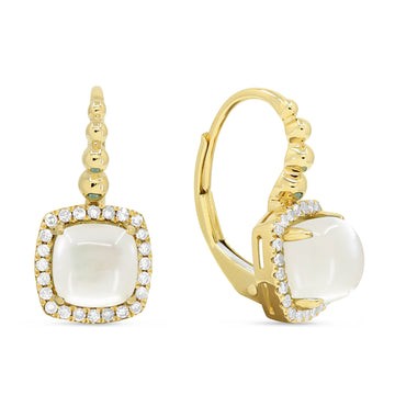 14k Yellow Gold Polished Bead Mother of Pearl Earrings