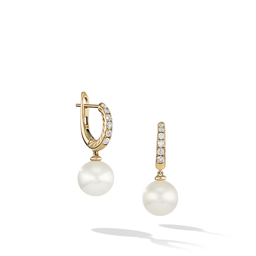 18k Yellow Gold Pearl Drop Earrings