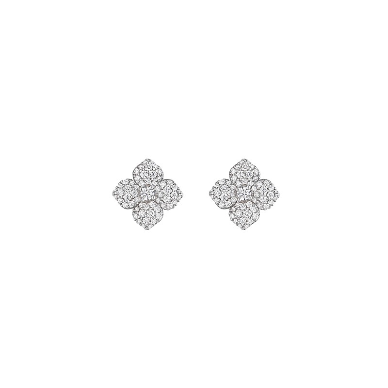 18K White Gold Diamond Petite Flower Studs