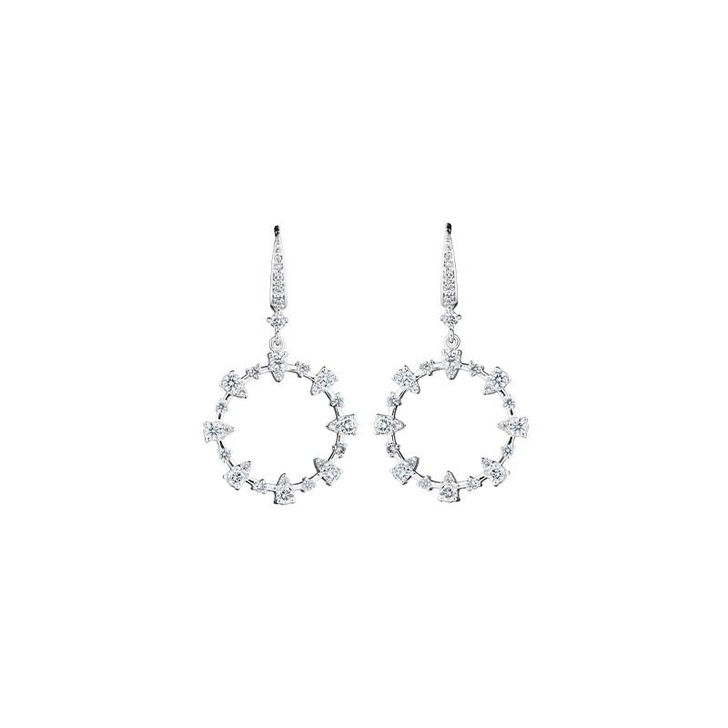 18K White Gold Diamond Rockstud Drop Earrings